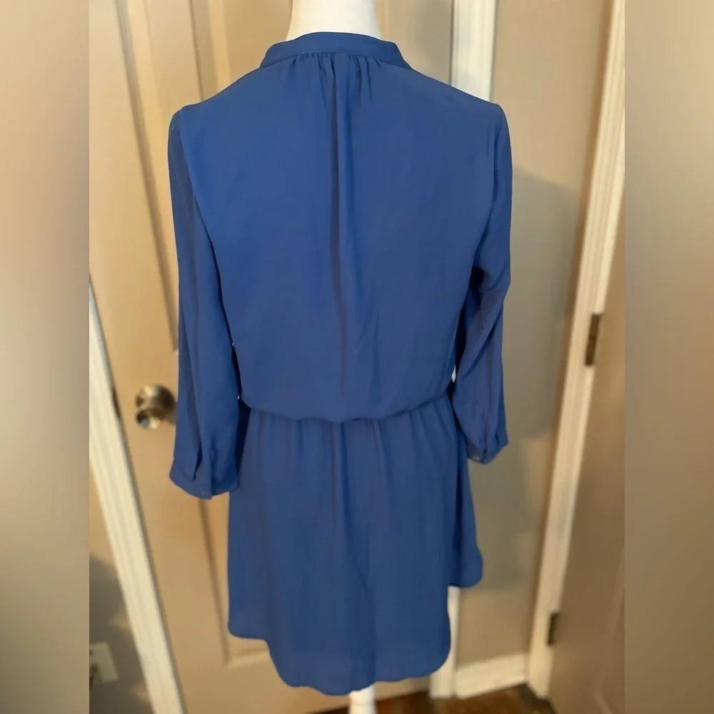 Daniel Rainn Navy Blue Dress Drawstring Waist 3/4 Sleeves - Picture 2 of 11